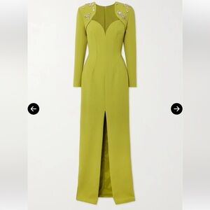 Elegant Long Sleeve Chartreuse Dress